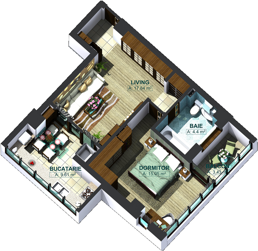 Apartamente cu 2 camere tip 2E, poza 2