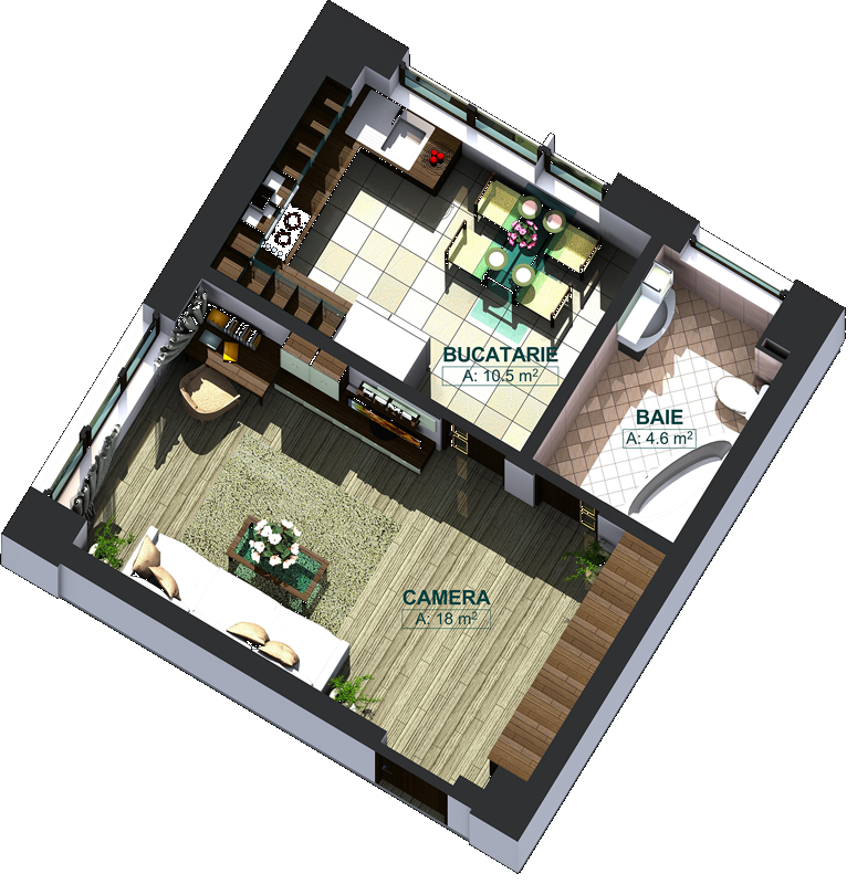 Apartamente cu o cameră tip 1A, poza 1