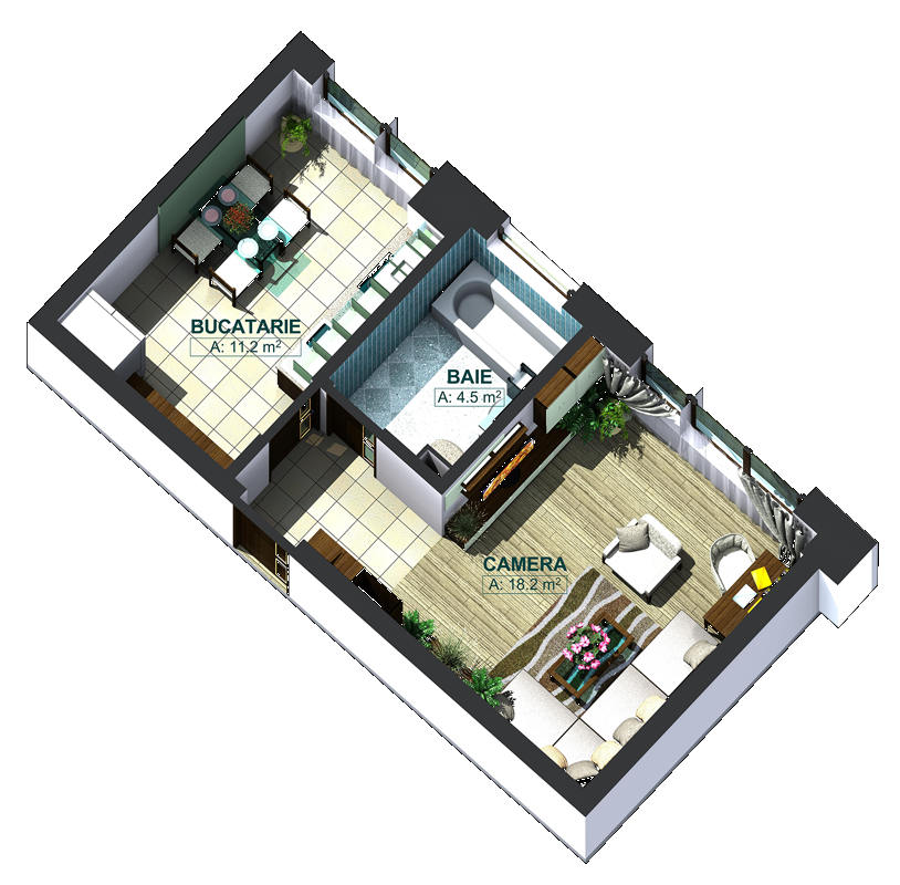 Apartamente cu o cameră tip 1C, poza 2