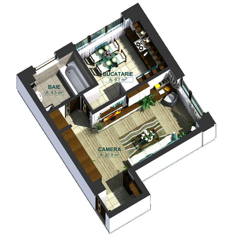 Apartamente cu o cameră tip 1E, poza 1