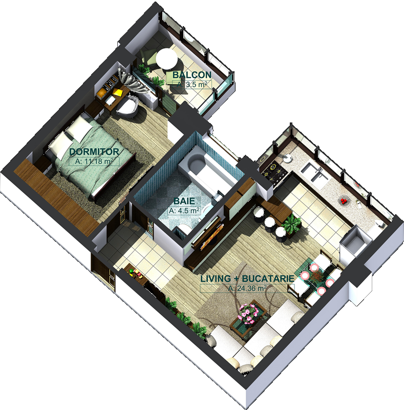 Apartamente cu 2 camere tip 2C, poza 1