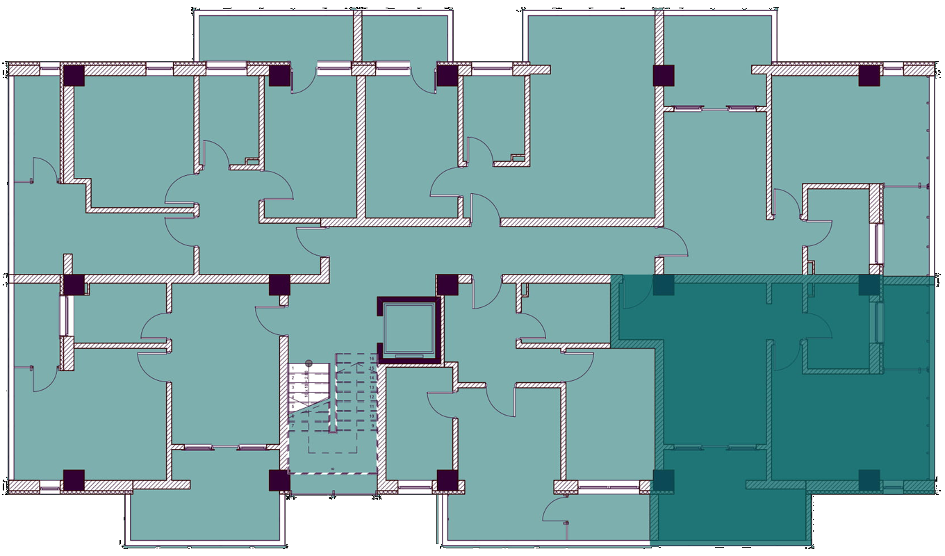 Apartamente cu 2 camere tip 2E - poziționare pe etaj