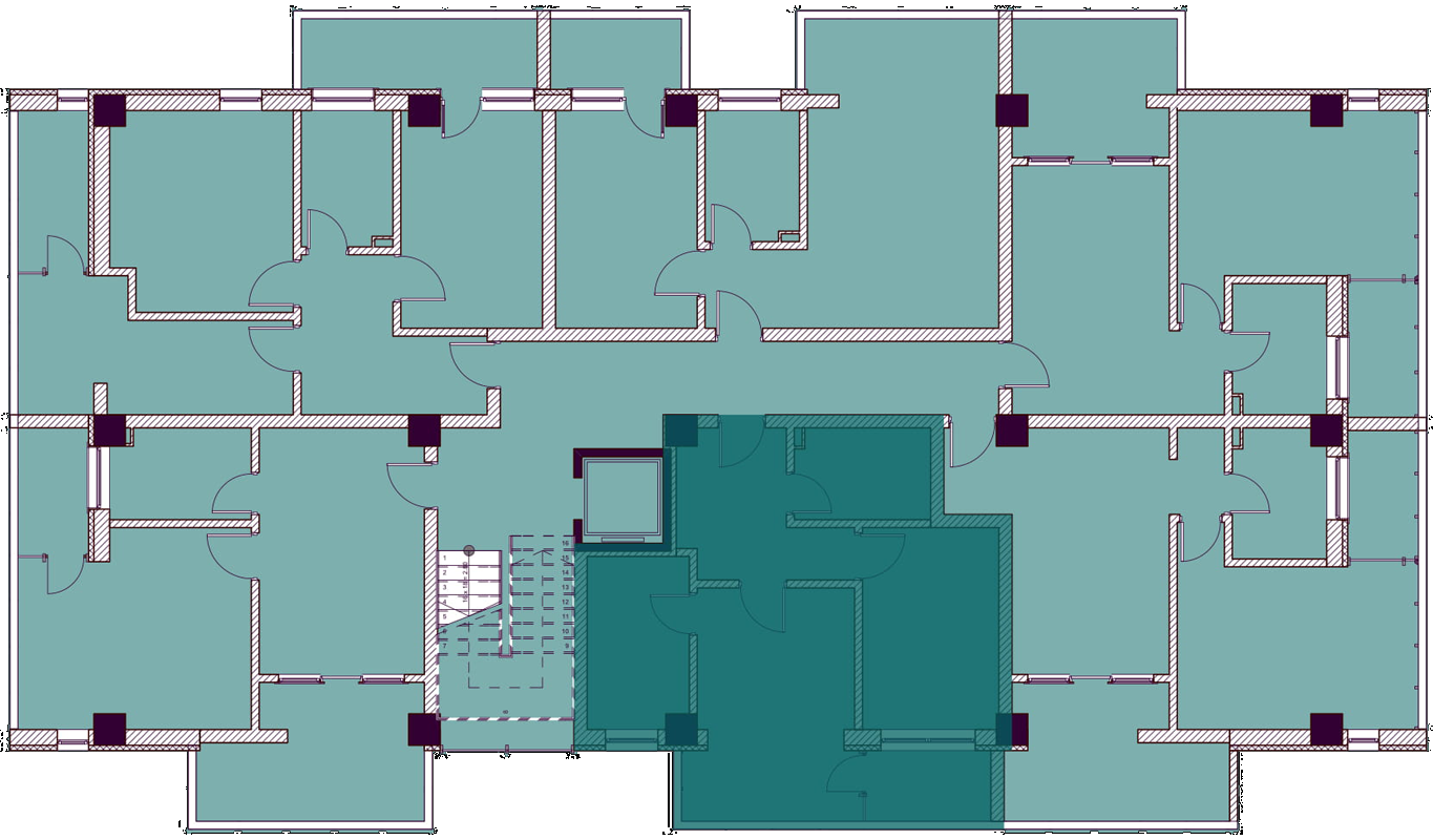Apartamente cu 2 camere tip 2F - poziționare pe etaj